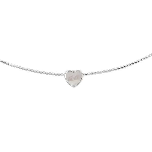 Серебряное жёсткое колье с подвеской-сердцем 0540049360912 Серебряное жёсткое колье с подвеской-сердцем фото с каталога