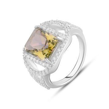 Серебряное кольцо с цитрином nano фианитами 710713212 Серебряное кольцо с цитрином nano фианитами фото з каталогу