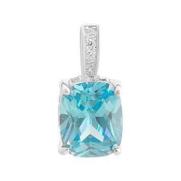 Срібна підвіска LoveR з топазом Swiss Blue огранки &laquo;кушон&raquo; та фіанітами, срібло 925
