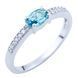 купити срібний виріб Срібна каблучка LoveR з лондонським топазом овальної форми та доріжкою фіанітів по шинці 17.5 розмір фото 1 - фотографія з каталогу