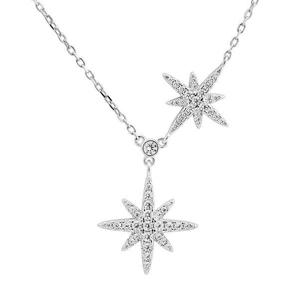 Серебряное колье LoveR с подвеской в форме звезд с фианитами 40-45 см 2209195400450 Серебряное колье LoveR с подвеской в форме звезд с фианитами фото с каталога