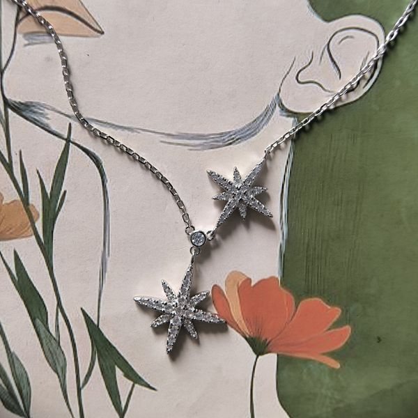 Серебряное колье LoveR с подвеской в форме звезд с фианитами 40-45 см 2209195400450 Серебряное колье LoveR с подвеской в форме звезд с фианитами фото с каталога