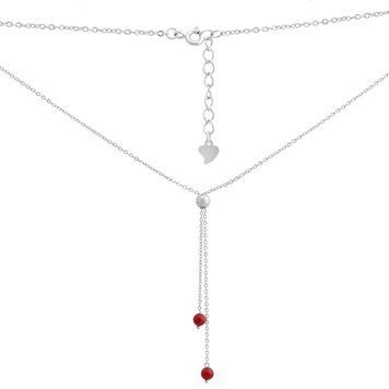 Серебряное колье Серебряные изделия с кораллом, вес изделия 3,3 гр (2147183) 410450 размер 0540143817412  фото с каталога