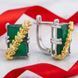 Серебряные серьги LoveR с натуральным зелёным агатом прямоугольной формы с позолоченными элементами, серебро 925 &mdash; фото 8
