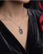 купити срібний виріб Срібна підвіска LoveR з чорною керамікою видовженої овальної форми та фіанітами фото 3 - фотографія з каталогу