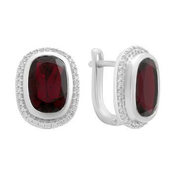 Серебряные серьги LoveR с овальными вставками граната nano (арт. 60002308), серебро 925