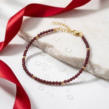 Срібний браслет LoveR на руку з натуральним гранатом, срібло 925