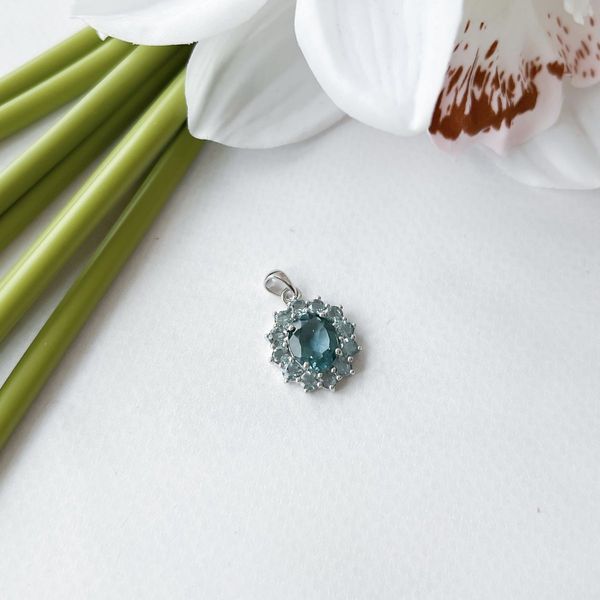 Серебряная подвеска Серебряные изделия с топазом Лондон Блю 3ct (2151784) 4871512  фото с каталога