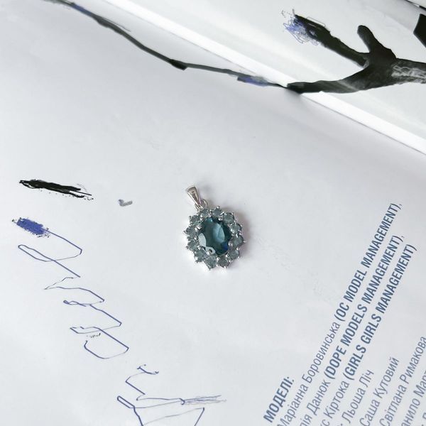Серебряная подвеска Серебряные изделия с топазом Лондон Блю 3ct (2151784) 4871512  фото с каталога
