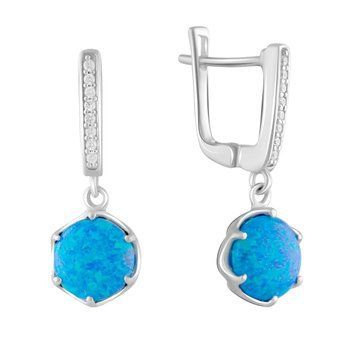 Срібні сережки LoveR з блакитним опалом 9568202 Срібні сережки LoveR з блакитним опалом фото з каталогу