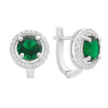 Серебряные серьги LoveR с изумрудом nano, Сережки класичні, Англійська застібка, Смарагд штучний, Зелений (арт. 2192060), серебро 925