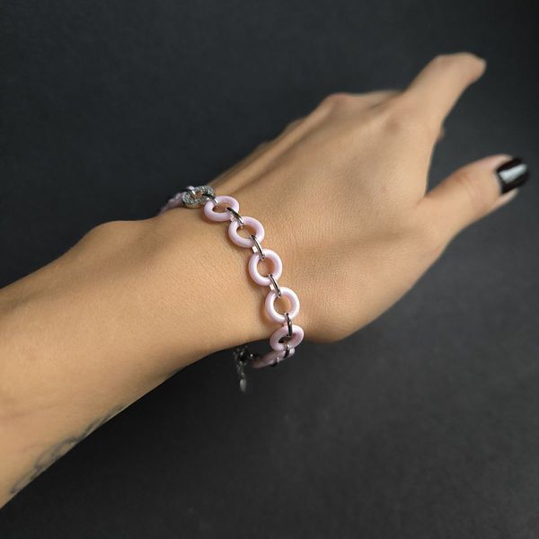 Браслет LoveR из розовой керамики с круглой вставкой фианитов 17-20 см 600023521720 Браслет LoveR из розовой керамики с круглой вставкой фианитов фото с каталога