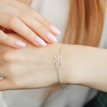 Срібний браслет LoveR Тризуб на тонкому ланцюжку, срібло 925