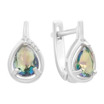 Серебряные серьги SilverThin с мистик топазом 1.61ct, фианитами (2212669) 2212669  фото с каталога