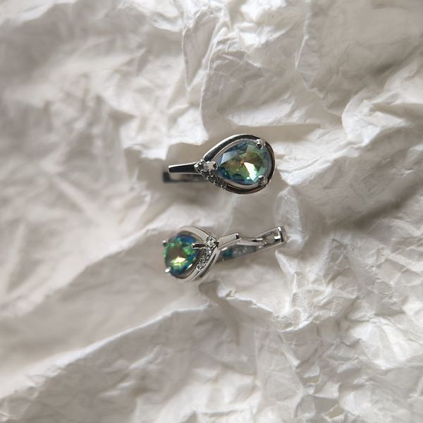 Серебряные серьги SilverThin с мистик топазом 1.61ct, фианитами (2212669) 2212669  фото с каталога