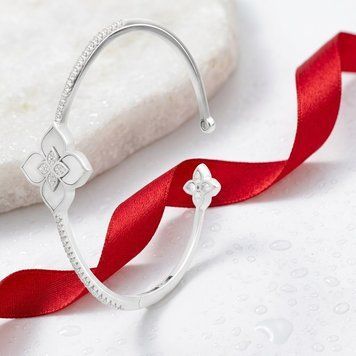 Срібний жорсткий браслет LoveR з натуральним перламутром, срібло 925