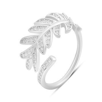 Серебряное кольцо LoveR с открытой формой в виде листа и вставками фианитов 19 размер 219291619 Серебряное кольцо LoveR с открытой формой в виде листа и вставками фианитов фото с каталога