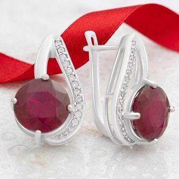 Срібні сережки LoveR з натуральним рубіном у витонченому дизайні (арт. 2172567), срібло 925
