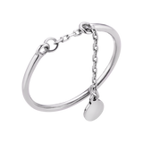 Серебряное кольцо LoveR тонкое с цепочкой и подвеской-кругом, серебро 925