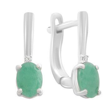 Серебряные серьги SilverThin с натуральным изумрудом 1.605ct, фианитами (2187677) 2187677  фото с каталога